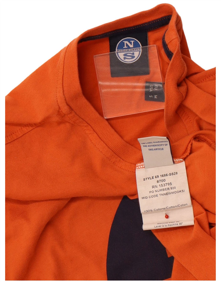 NORTH SAILS Mens Graphic T-Shirt Top Medium Orange Colourblock Cotton