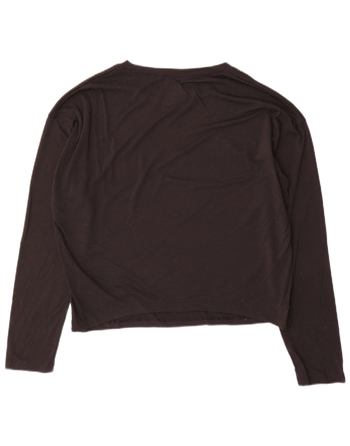 REEBOK Womens Crop Top Langærmet UK 12/14 Medium Black Polyester