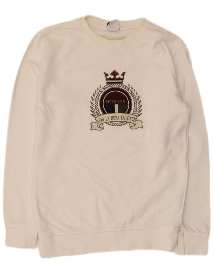 Zara Herre Grafisk Sweatshirt Jumper Lille Hvid Bomuld
