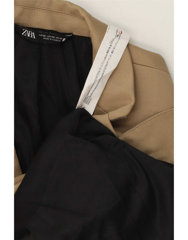 Zara Herre 1-knaps blazerjakke EU 50 Medium Beige Polyester