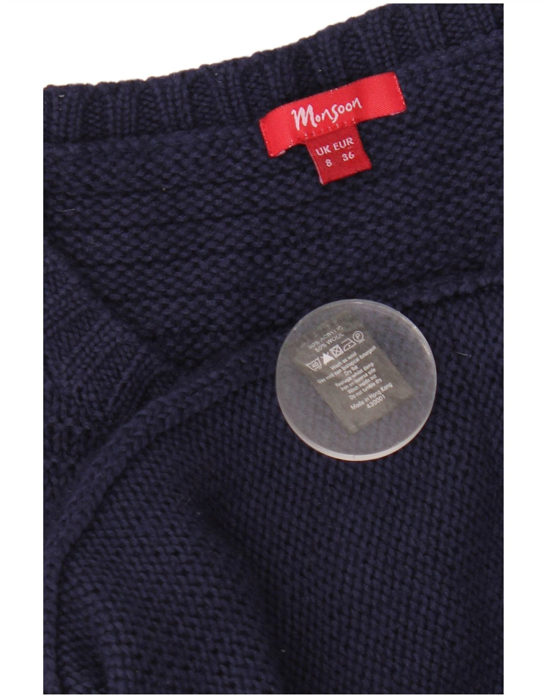 MONSOON Womens Longline Cardigan Sweater UK 8 Small Navy Blue Acryl