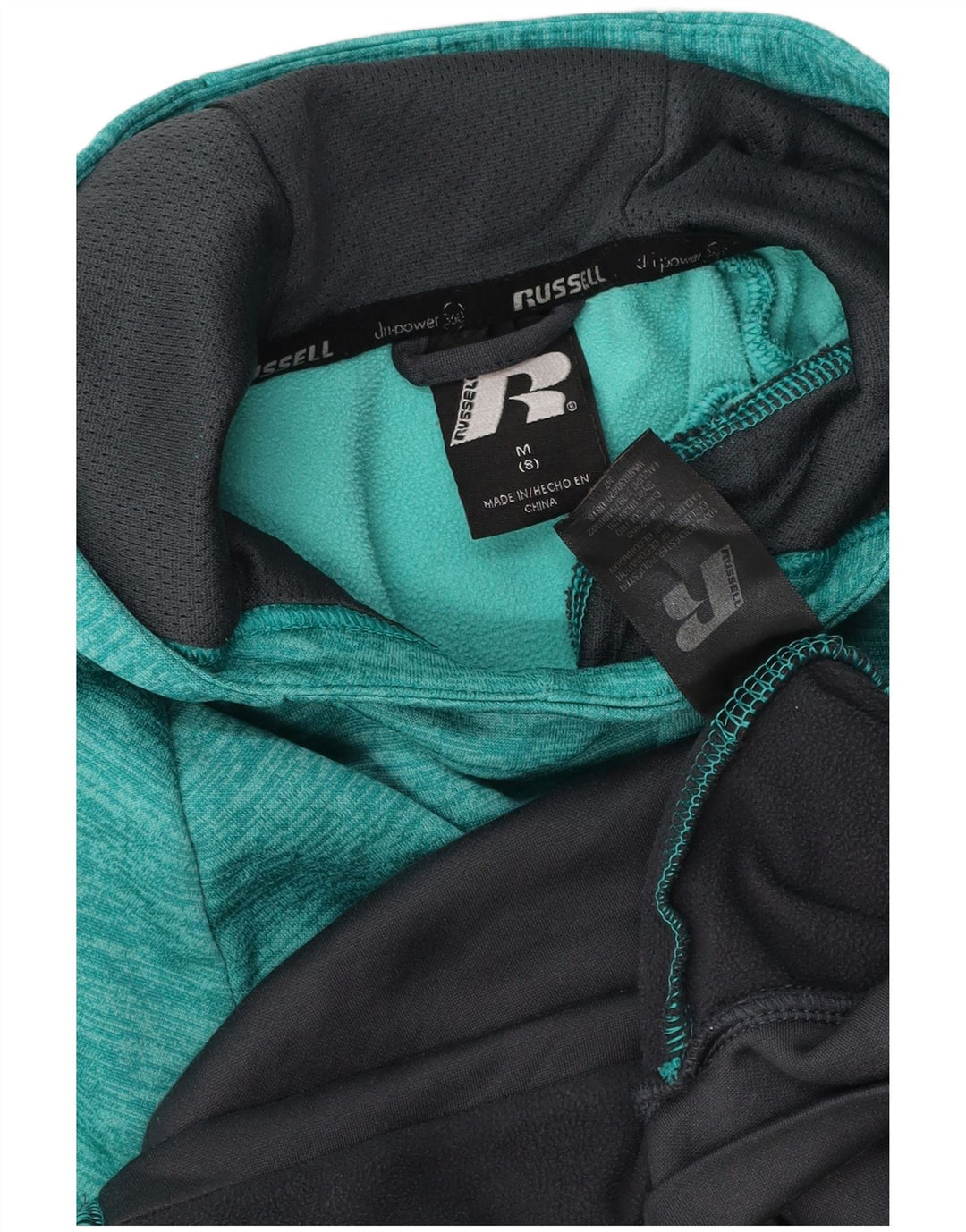 RUSSELL ATHLETIC Boys Hoodie Jumper 7-8 år Medium Green Colourblock