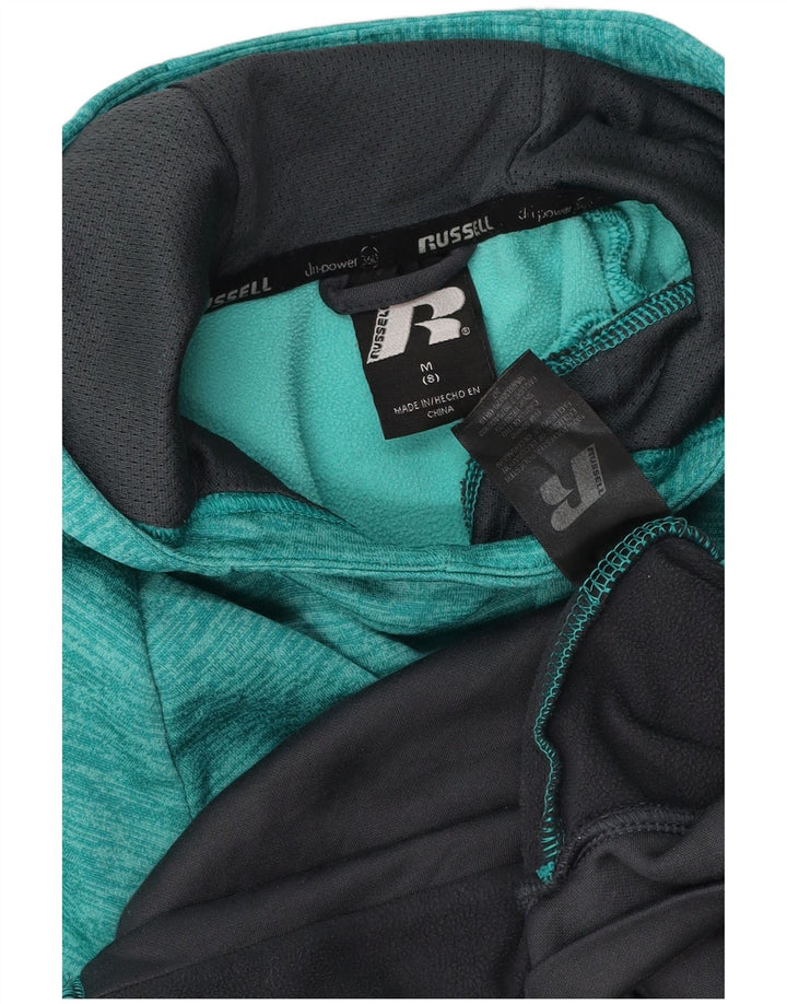 RUSSELL ATHLETIC Boys Hoodie Jumper 7-8 år Medium Green Colourblock