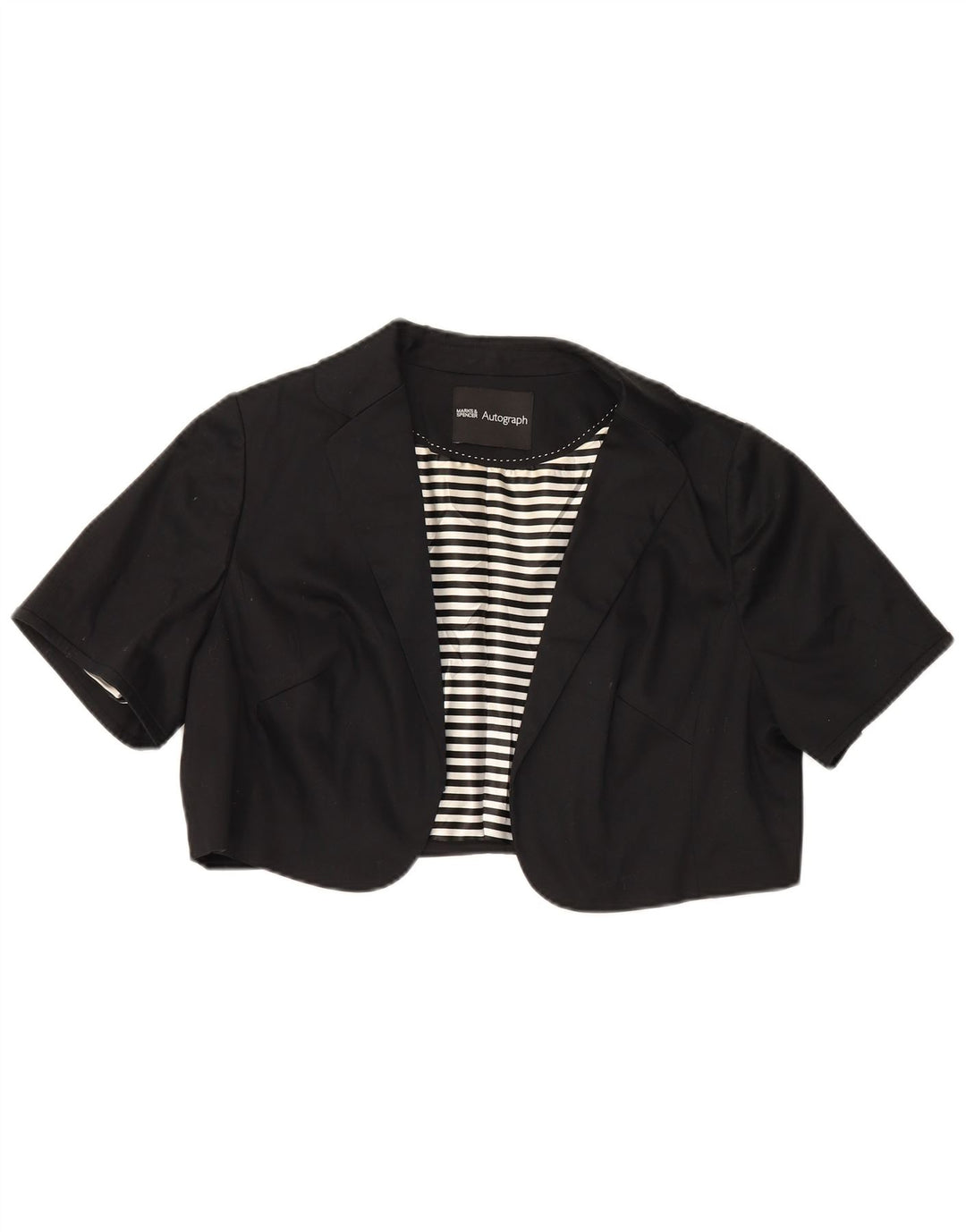 Marks & Spencer Womens Autograph Open Bolero Jacket UK 20 2XL Sort Bomuld