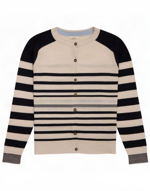 White Stuff Dame Cardigan Sweater UK 12 Mellemstribet Bomuld