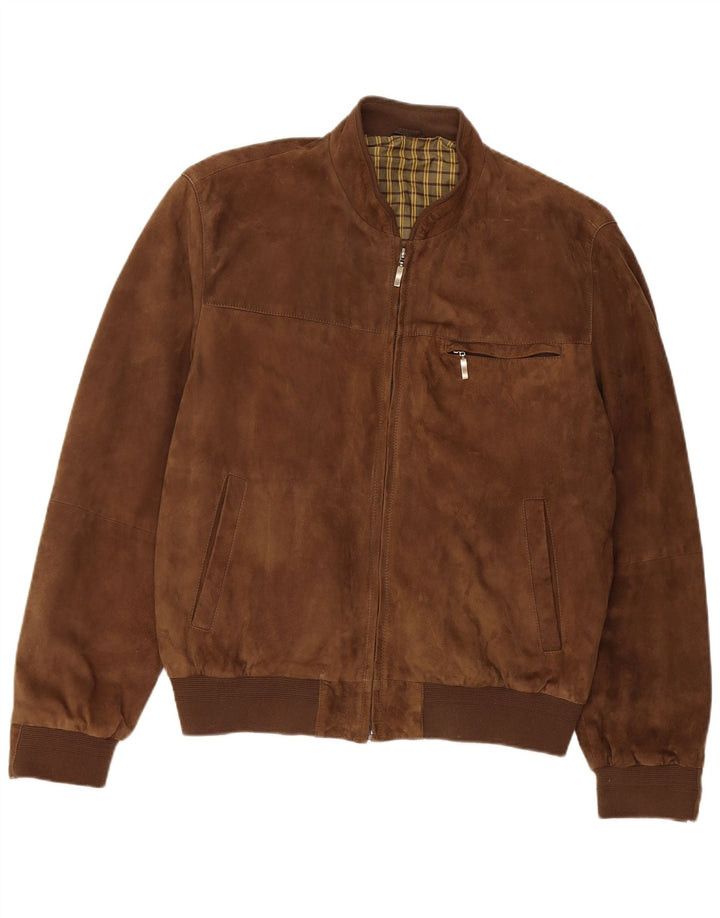 Maddox Herre Ruskind Bomber Jacket IT 50 Stor Brun Læder