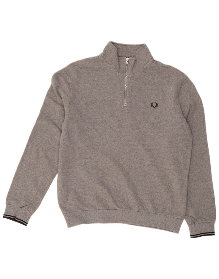 FRED PERRY Sweatshirt med lynlås til mænd, stor grå bomuld