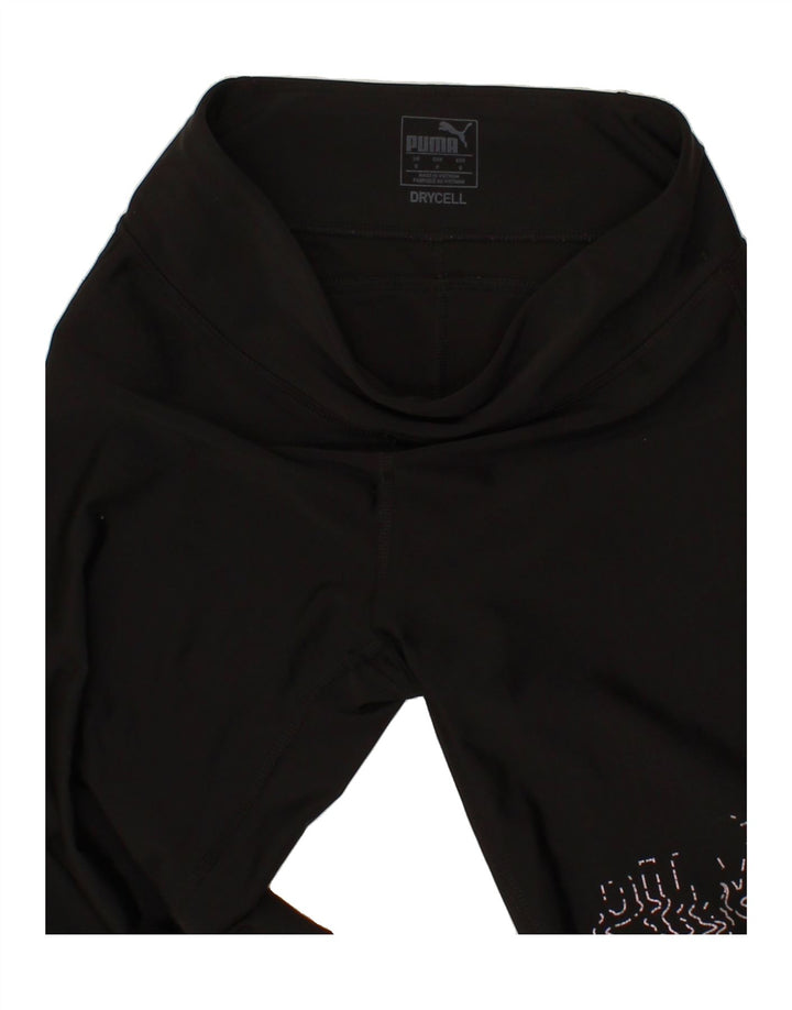 PUMA Womens Graphic Leggings UK 10 Small Black Polyester Vintage Puma and Second-Hand Puma from Messina Hembry 