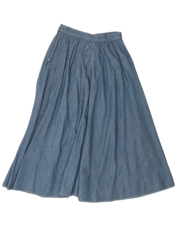 Vintage Womens Denim Skirt IT 44 Medium W26 Blue Paisley Cotton