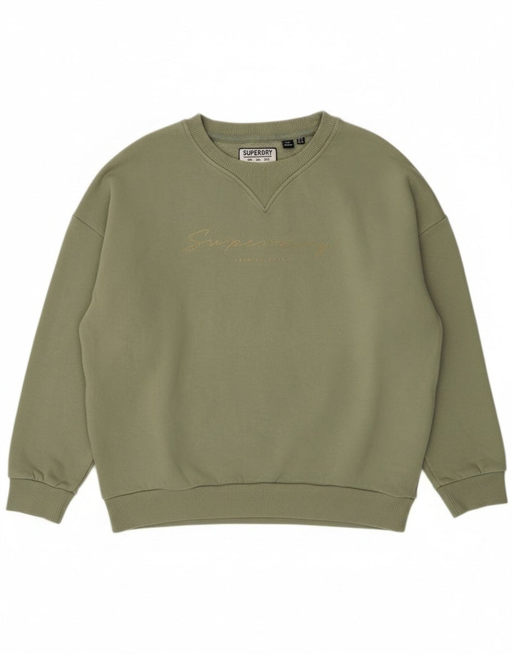 Superdry Womens Grafisk Oversized Sweatshirt Jumper UK 8 Lille grøn bomuld
