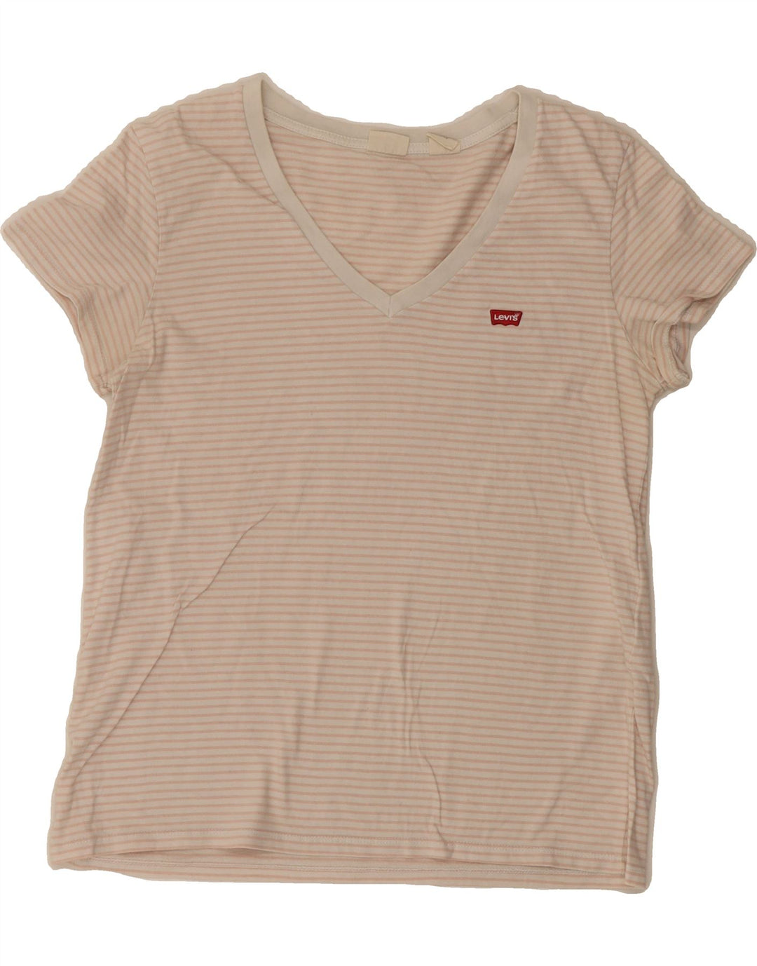 LEVI'S Womens T-Shirt Top UK 12 Medium White Striped Vintage Levi's and Second-Hand Levi's from Messina Hembry 