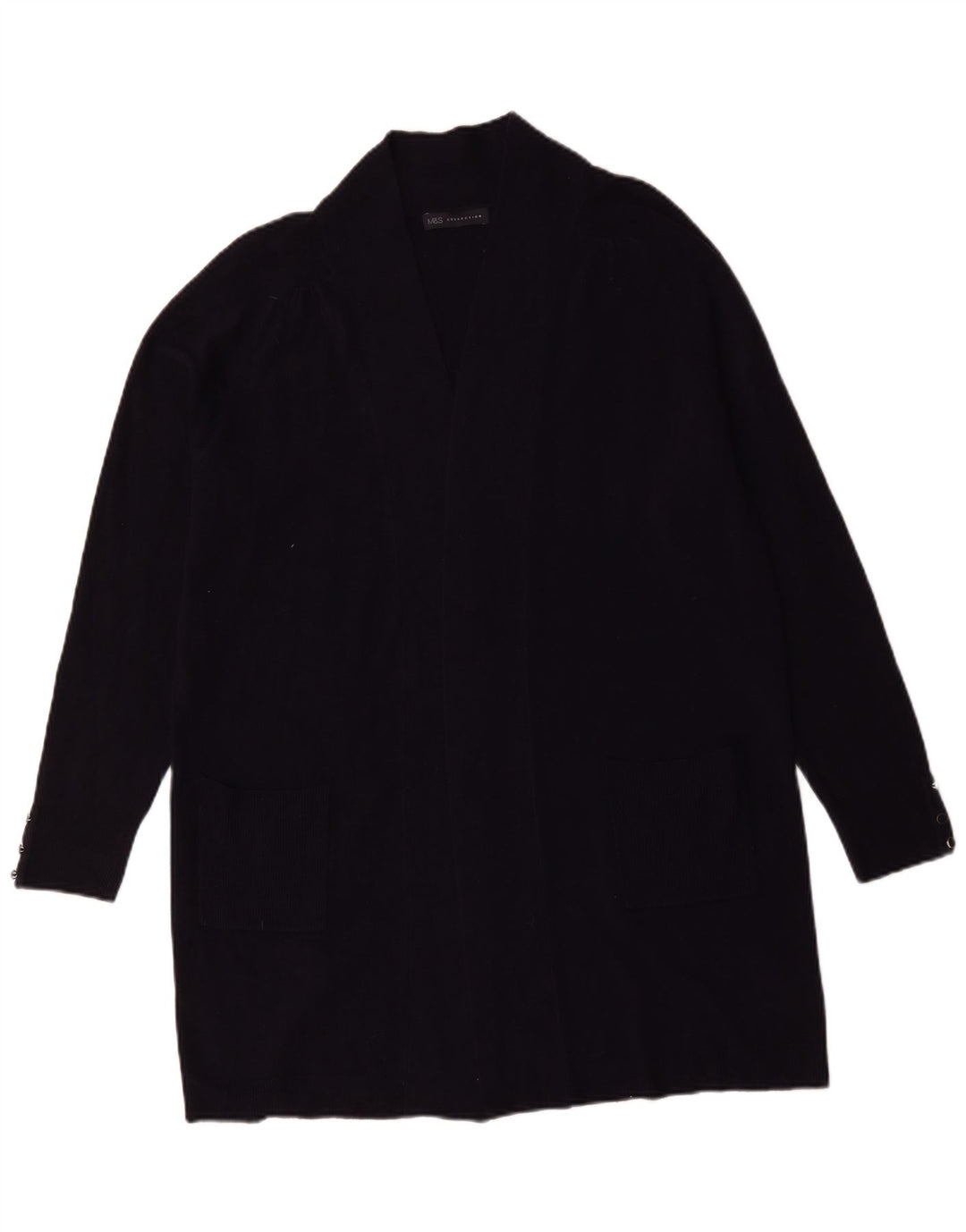 Marks & Spencer Dame Longline Åben Cardigan Sweater UK 20 2XL Navy Blue
