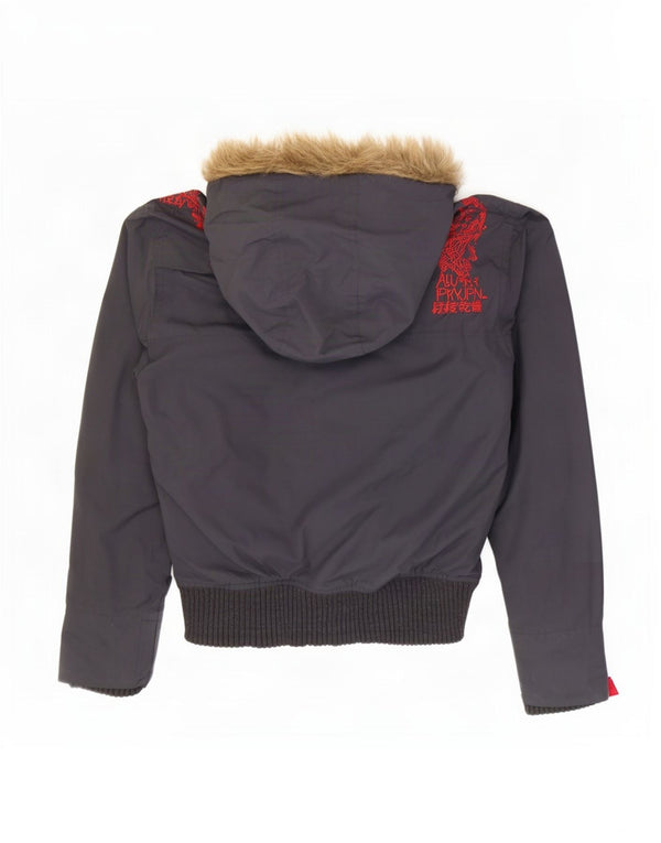 Superdry Womens The Windbomber Oversized bomberjakke med hætte UK 6 XS Grå