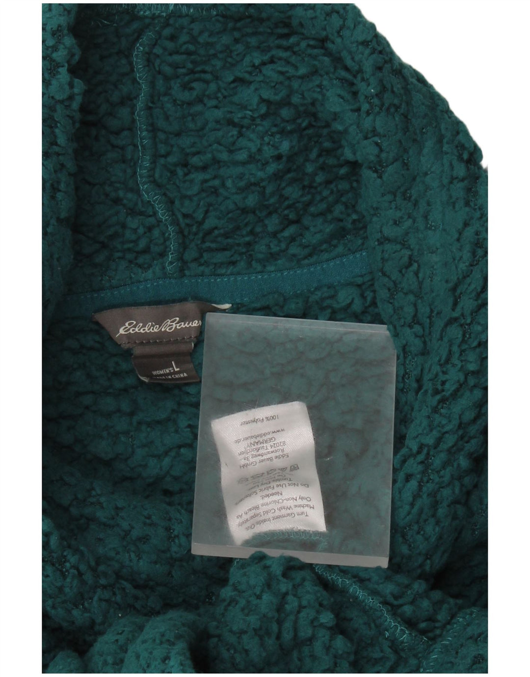 EDDIE BAUER Dame Oversized Fleece Jumper UK 16 Large Green Polyester