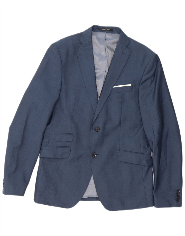 Zara Herre skræddersyet pasform 2-knaps blazerjakke EU 50 Medium Navyblå