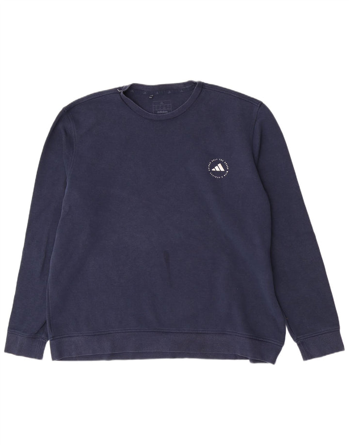 Adidas Herre Regular Fit Sweatshirt Jumper XL Marineblå Bomuld