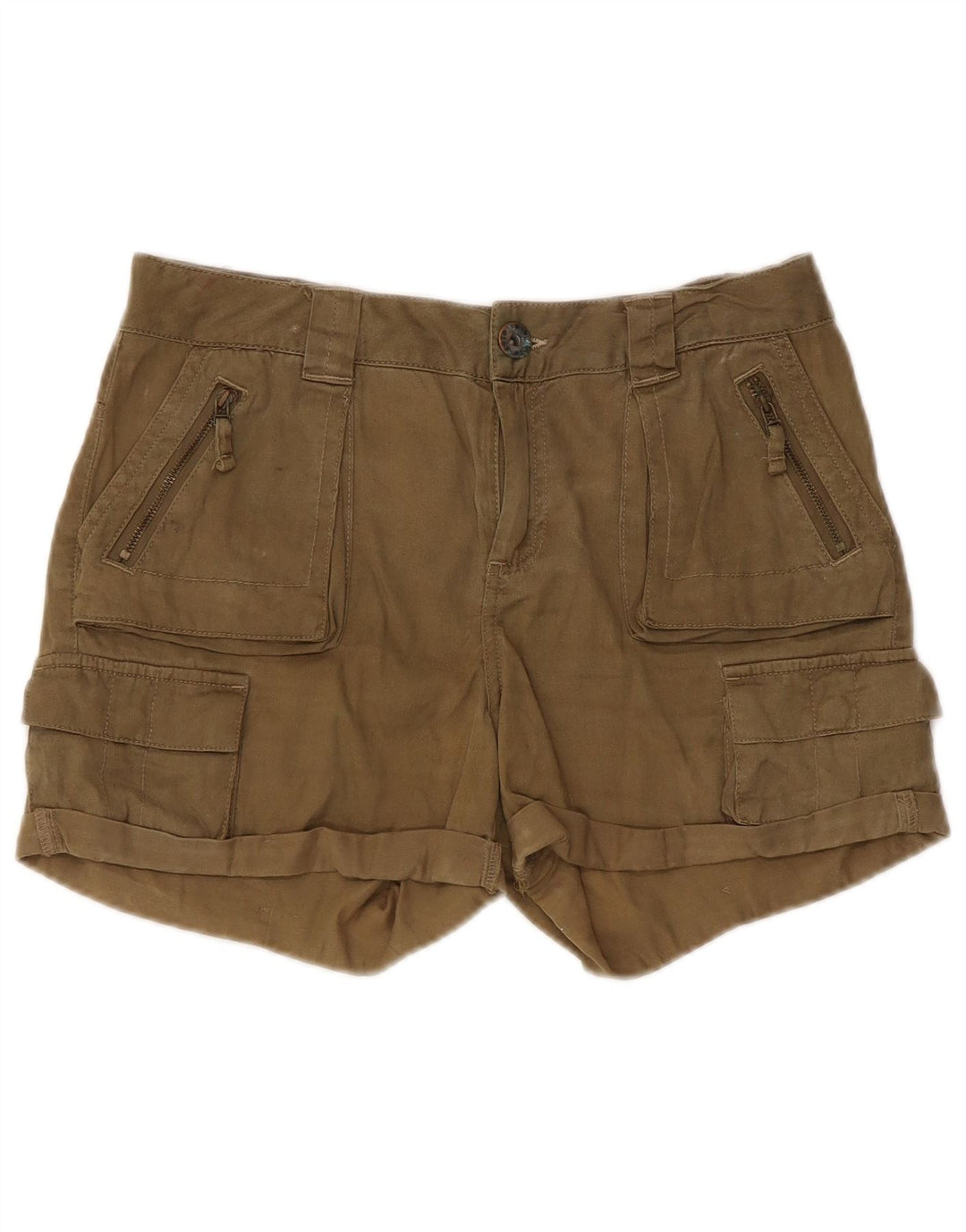 Topshop Dame Cargo Shorts UK 8 Small W30 Khaki Lyocell