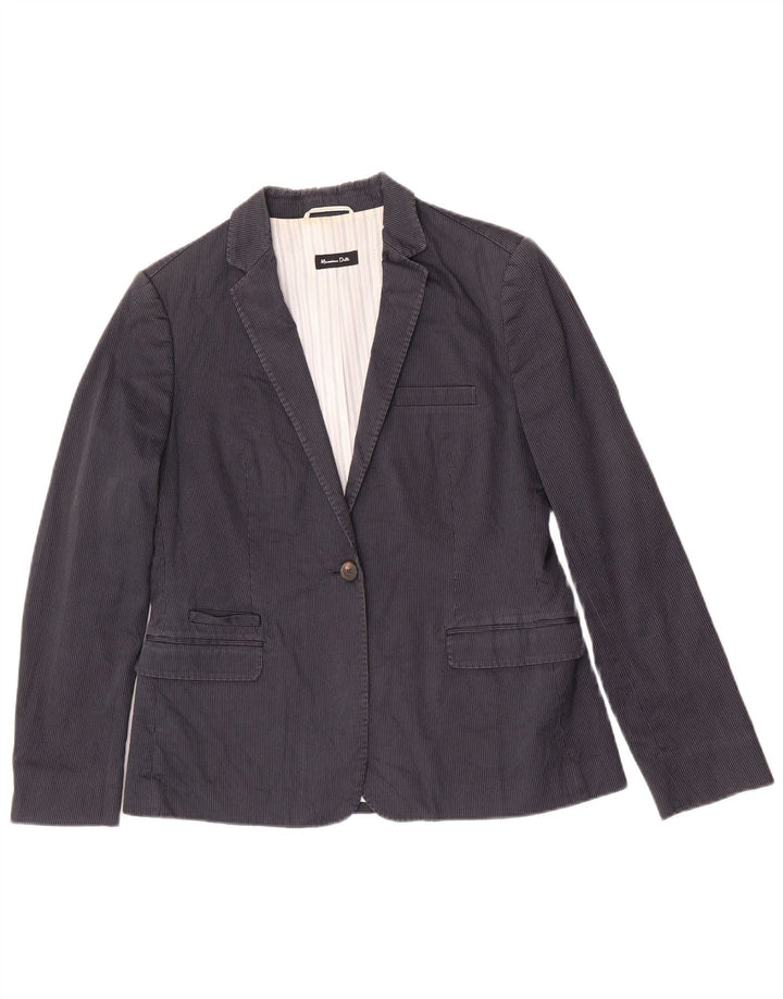 Massimo Dutti Dame 1 Knap Blazer Jakke EU 44 XL Navy Blue Nålestribe