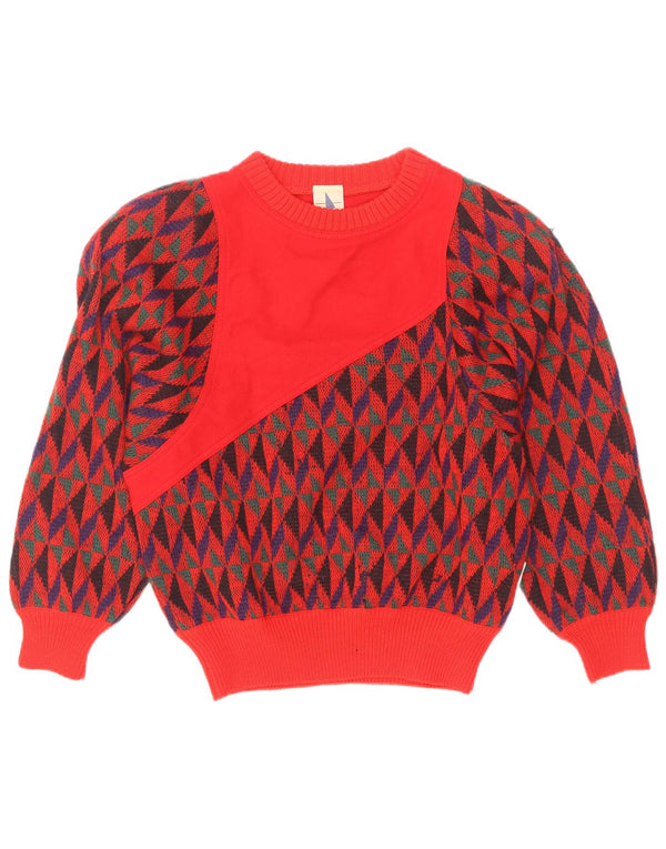 Skipper's Dame Boat Neck Jumper Sweater IT 42 Medium Rød Geometrisk Uld