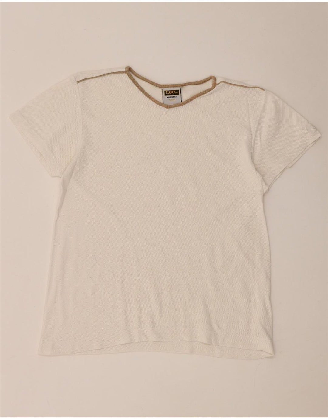 Lee Dame T-Shirt Top UK 14 Medium Hvid Bomuld
