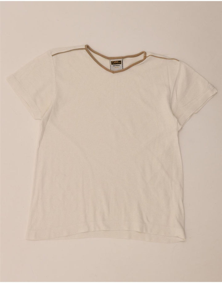Lee Dame T-Shirt Top UK 14 Medium Hvid Bomuld