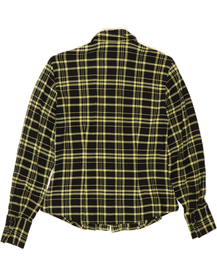 VINTAGE Womens Shirt UK 12 Medium Black Check Viscose Vintage Vintage and Second-Hand Vintage from Messina Hembry 