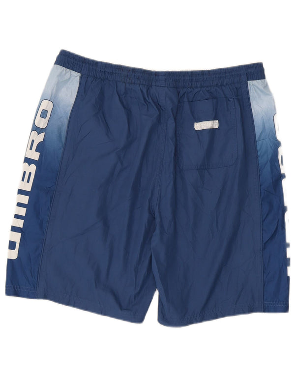 Umbro Herre Graphic Sports Shorts Large Navy Blue Colourblock Polyester