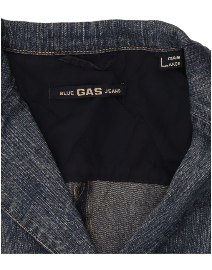Gas Dame 3 Knaps Denim Blazer Jacket UK 14 Stor Blå Bomuld