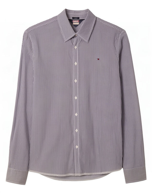 Tommy Hilfiger herre Slim Fit skjorte 2XL grå nålestribet bomuld