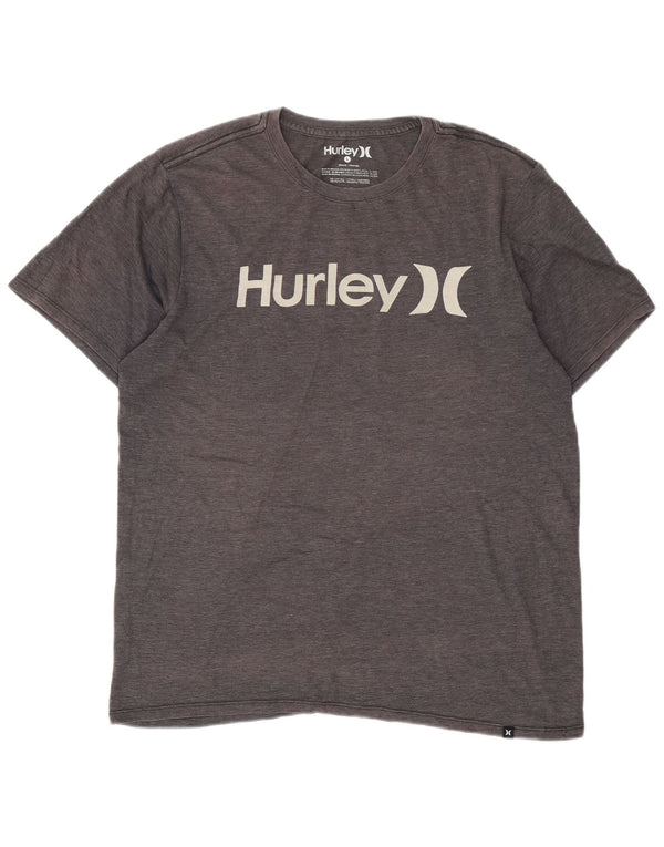 Hurley Mens Graphic T-Shirt Top Large Grey Flecked Cotton