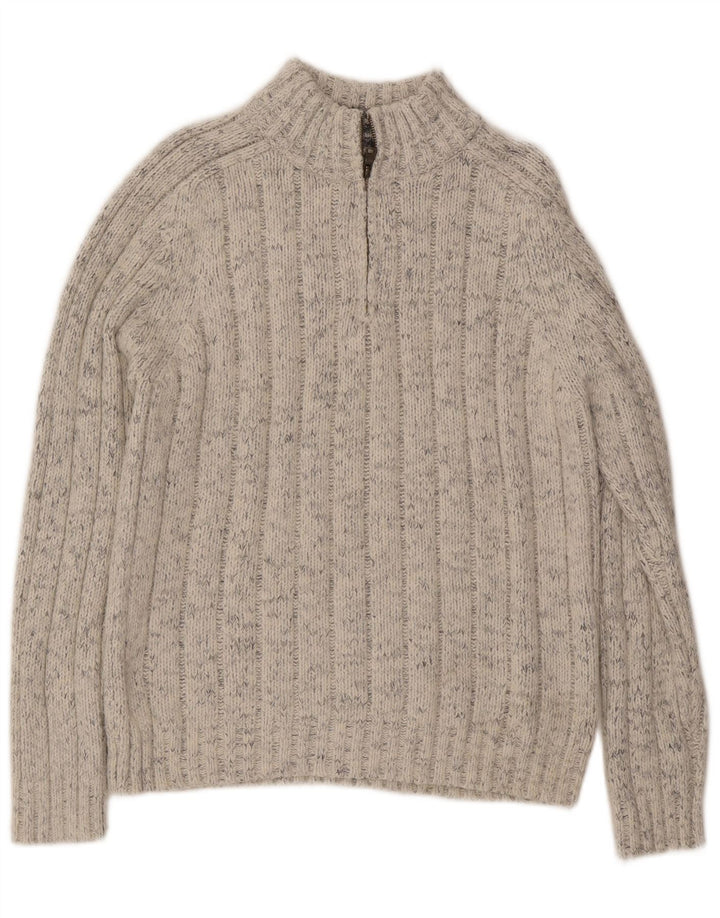 Marks & Spencer Herre sweater med lynlåshals mellembeige flækket akryl