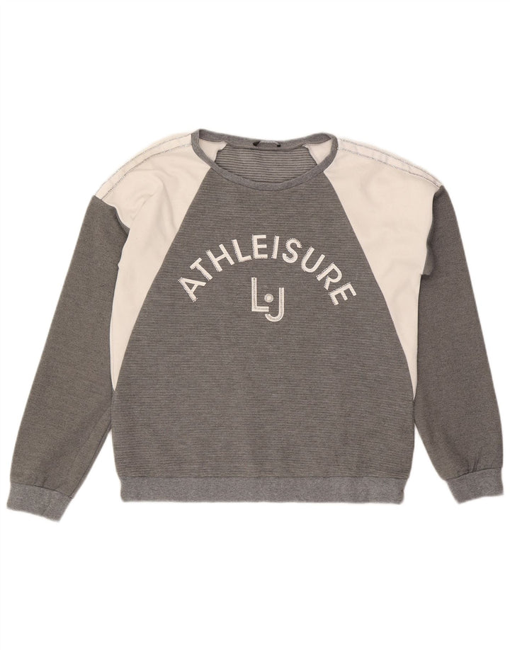 Liu Jo Graphic Sweatshirt Jumper UK 14 Medium Grey Colourblock