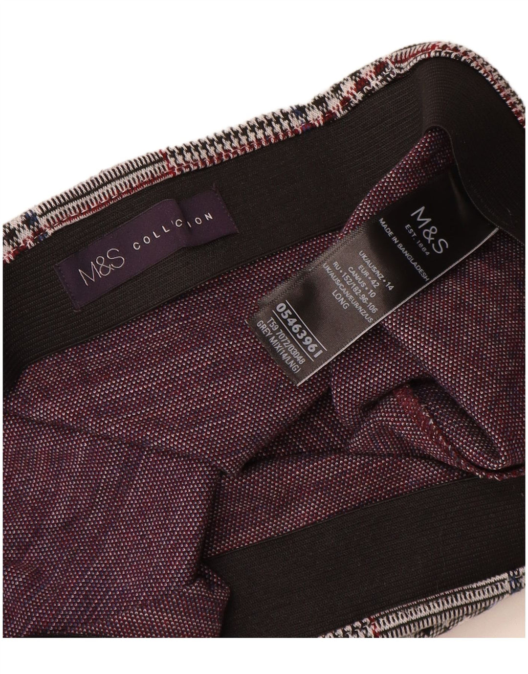 Marks & Spencer lige nederdel til kvinder UK 14 Large W32 Grå ternet polyester
