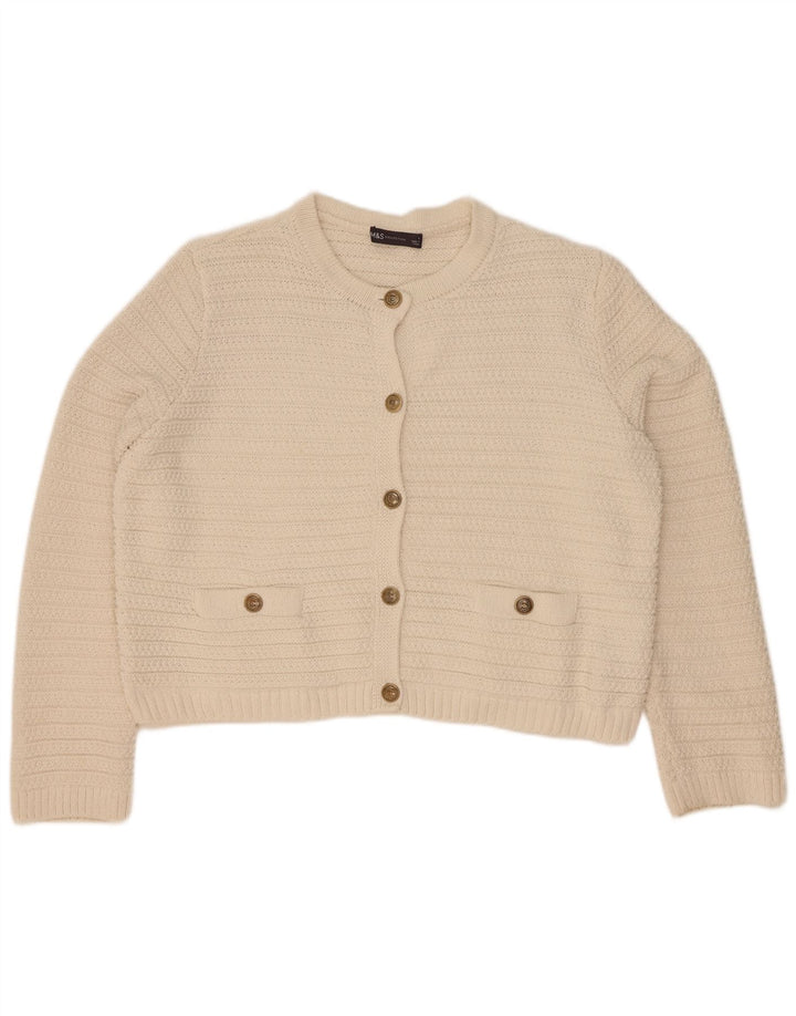 Marks & Spencer Dame Crop Cardigan Sweater UK 16 Large Off White
