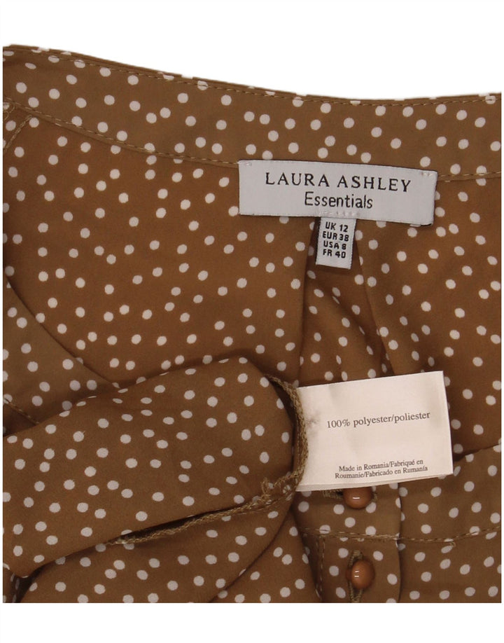 Laura Ashley Dame Skjorte Bluse UK 12 Medium Brown Spotted Polyester