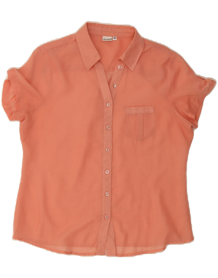 VINTAGE Womens Short Sleeve Shirt EU 40 Medium Pink Vintage Vintage and Second-Hand Vintage from Messina Hembry 