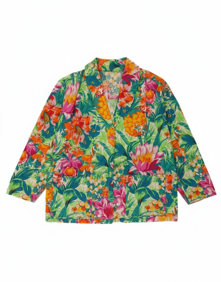 Vintage Dame 2 Button Blazer Jacket UK 16 Large Multicolored Floral
