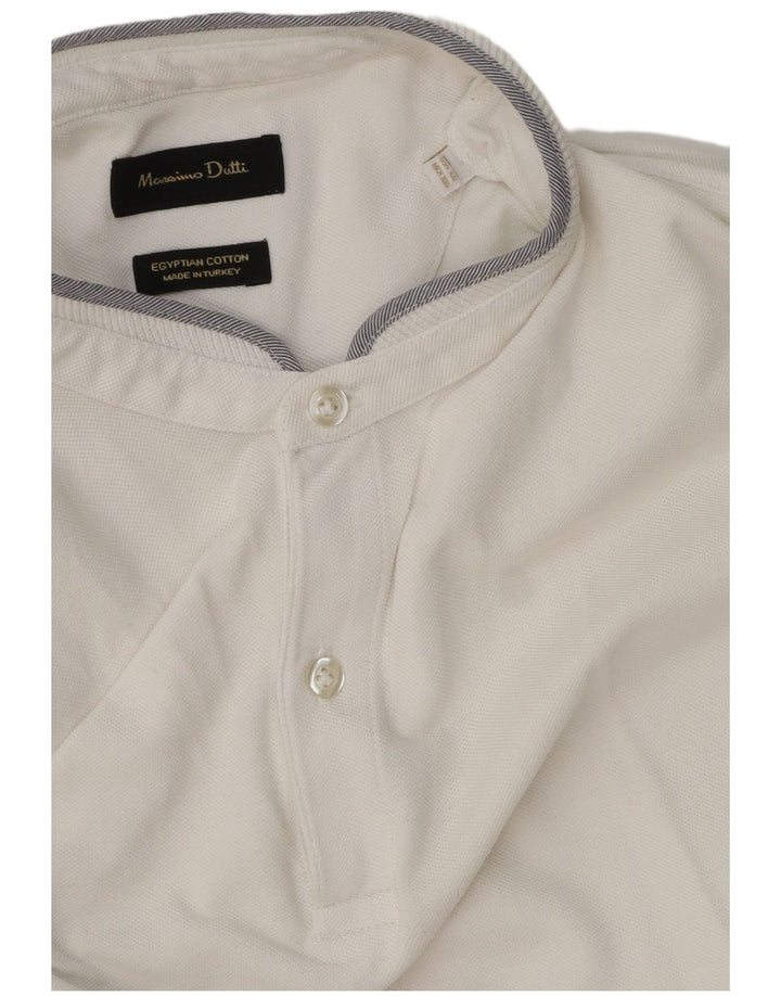 Massimo Dutti Herre Polo Shirt 2XL Hvid Bomuld