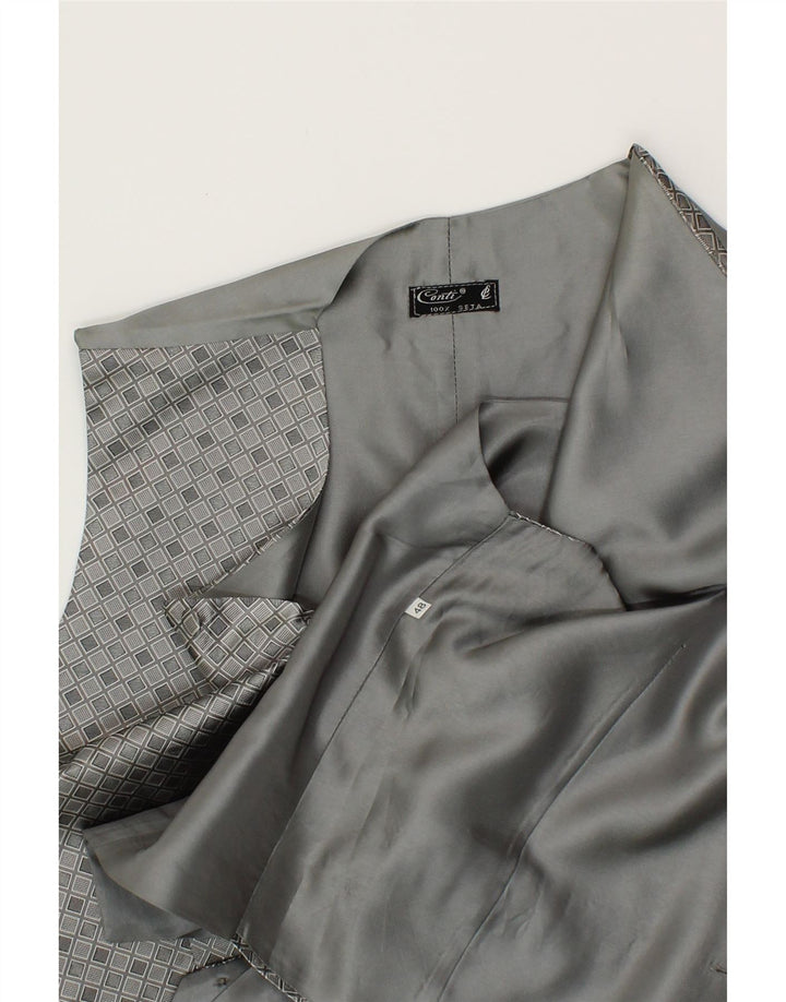 VINTAGE Mens Waistcoat IT 48 Medium Grey Argyle/Diamond Silk Vintage Vintage and Second-Hand Vintage from Messina Hembry 