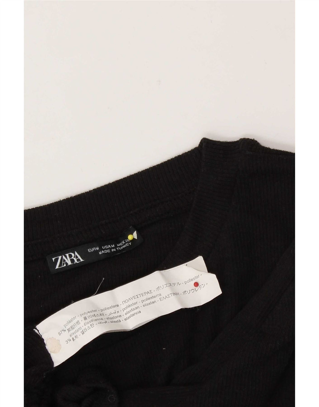 Zara Womens Crop Bluse Top UK 12 Medium Black Polyester