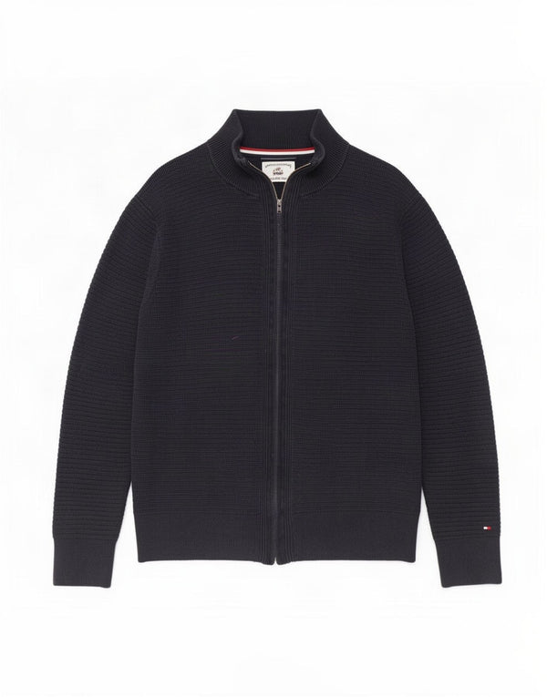Tommy Hilfiger Herre Cardigan Sweater med fuld lynlås XL Navy Blue Bomuld