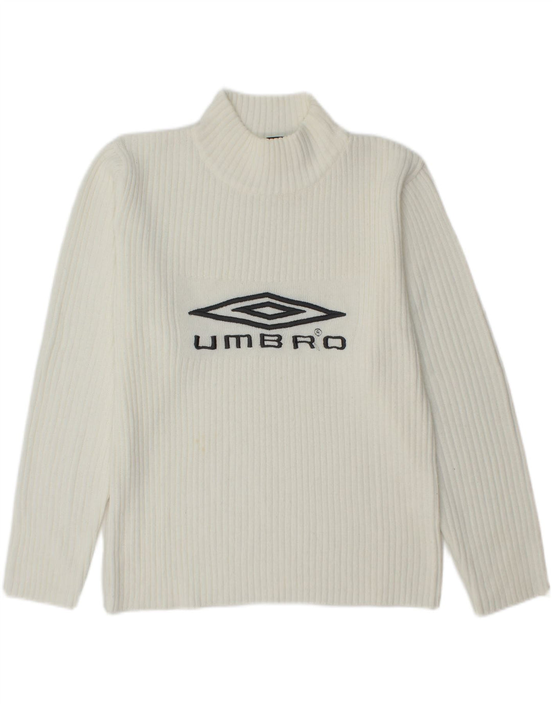 UMBRO Dame Grafisk Turtle Neck Jumper Sweater UK 16 Medium White Acryl