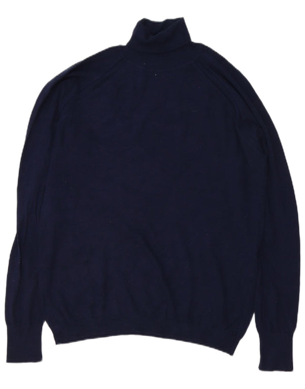 Zara Herre Rullehalstrøje Sweater Stor Marineblå Viscose