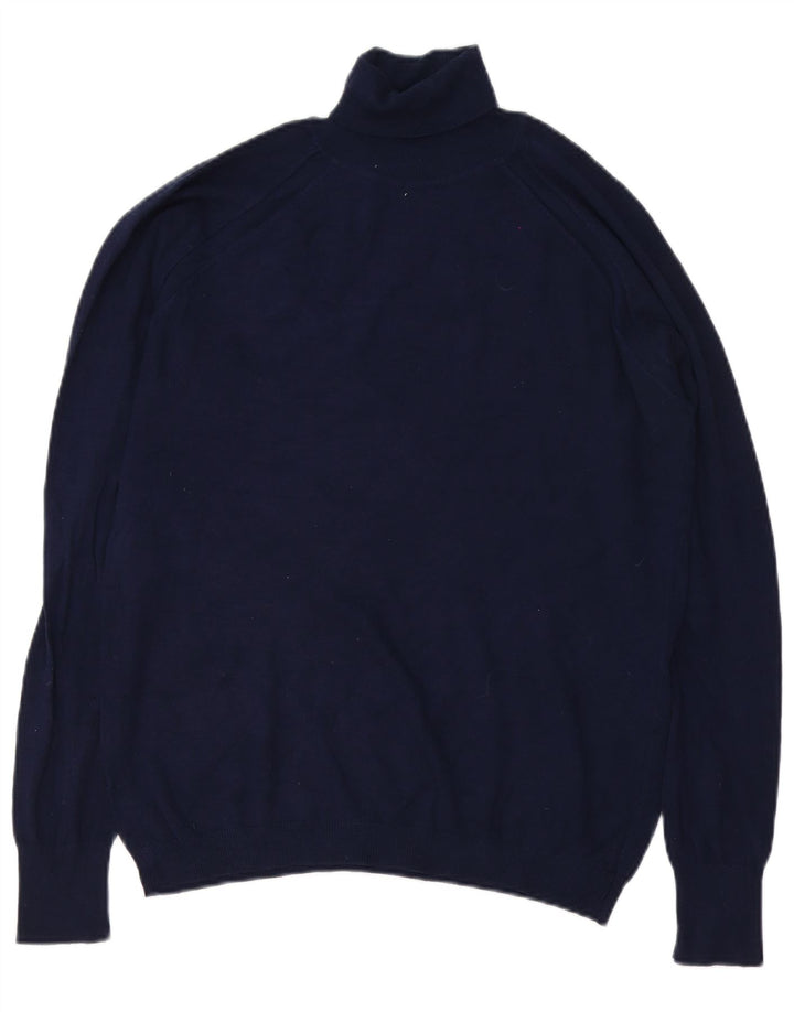Zara Herre Rullehalstrøje Sweater Stor Marineblå Viscose