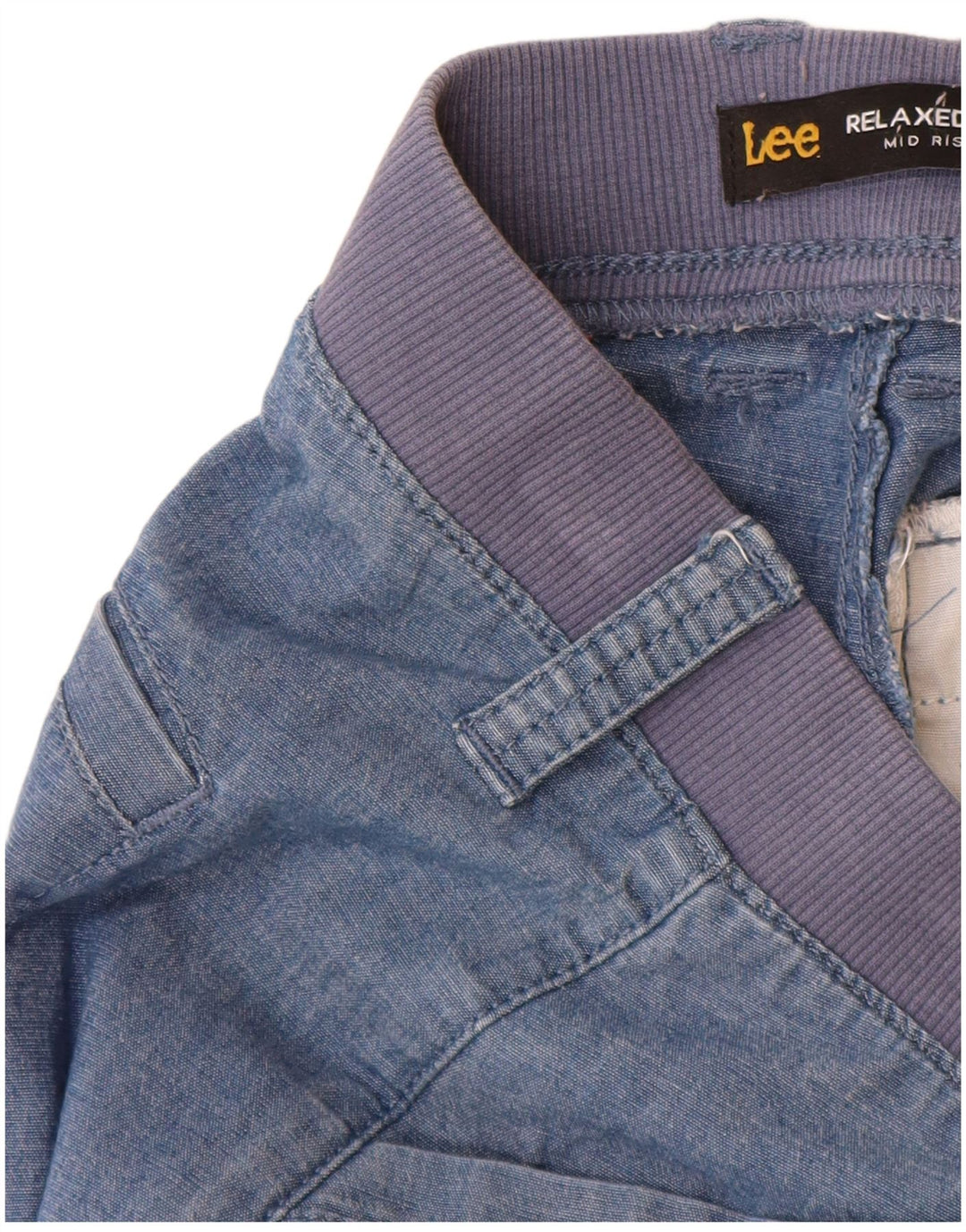 Lee Womens Bermuda Mid Rise Cargo Shorts US 10 Large W30 Blue Cotton