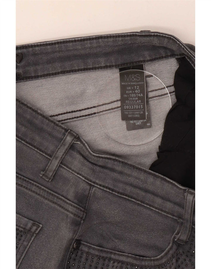 Marks & Spencer Dame Straight Jeans UK 12 Medium W30 L29 Grå Bomuld