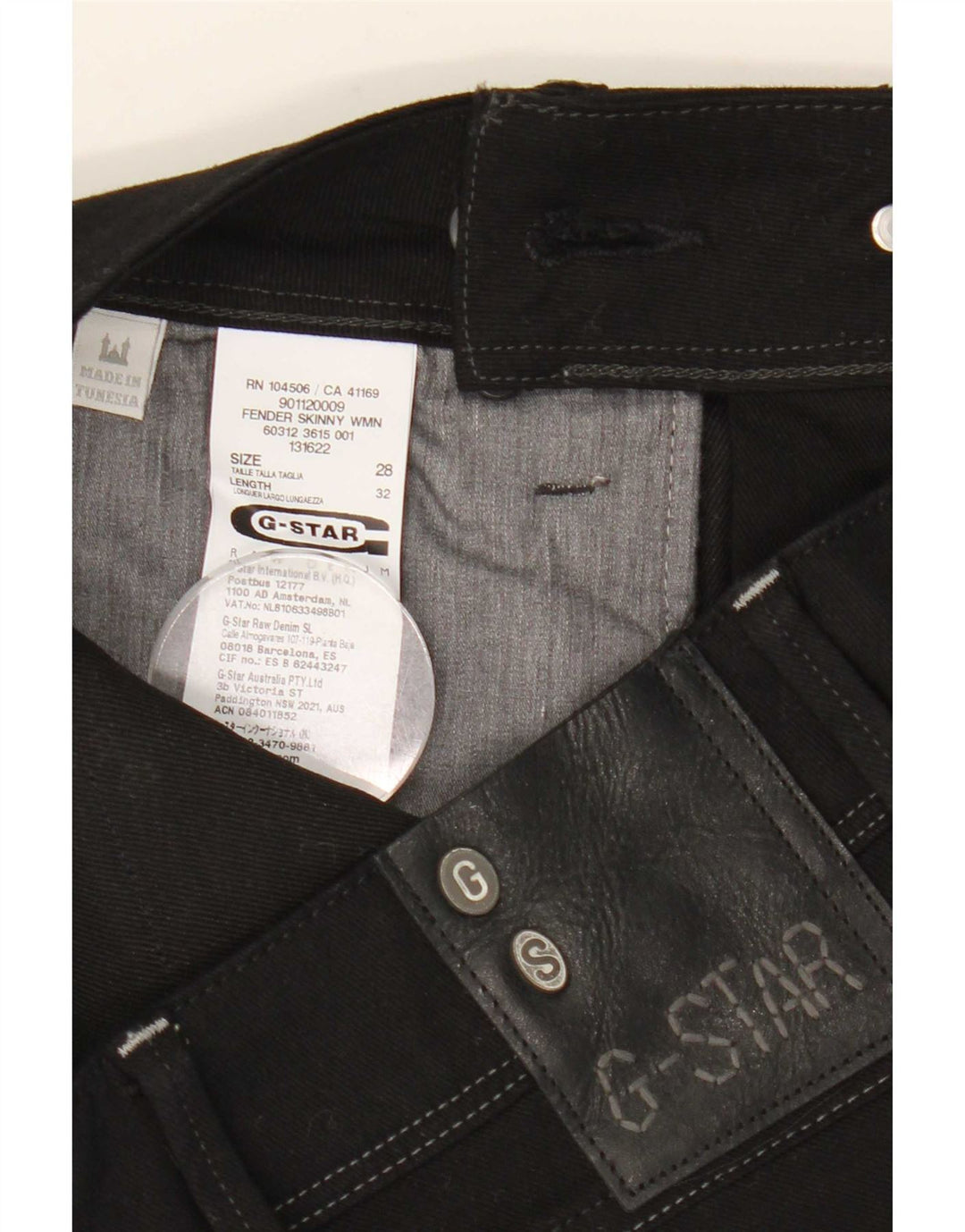 G-Star Womens 3301 Skinny Jeans W28 L29 Sort polyester