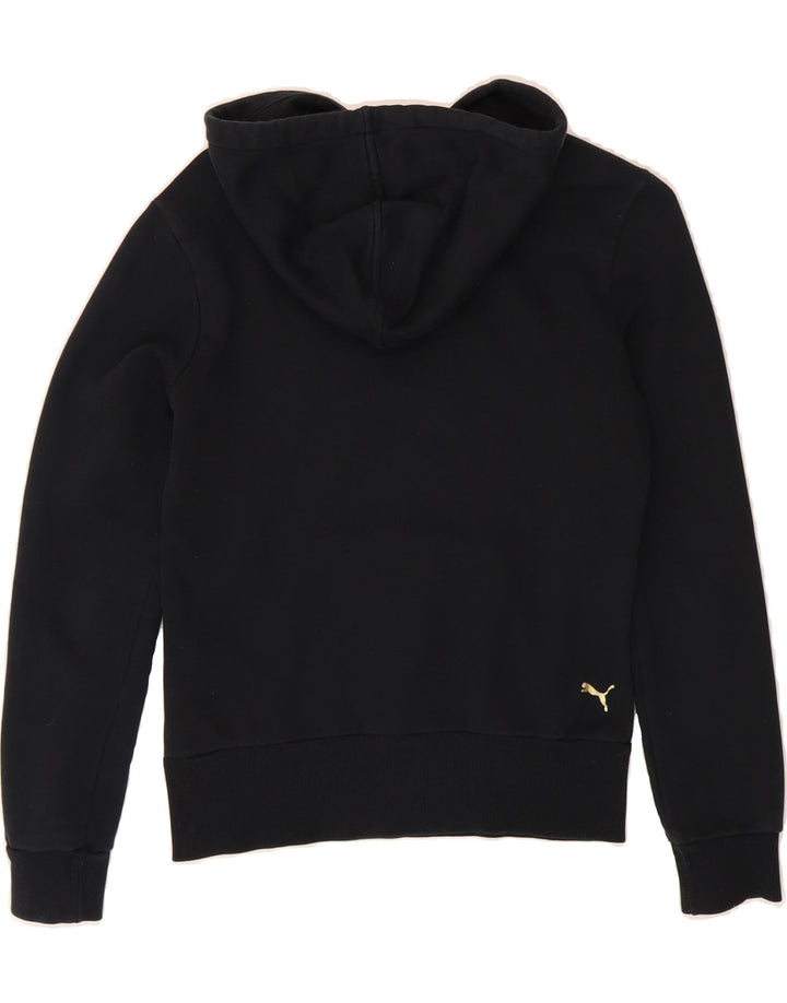 PUMA Womens Graphic Hoodie Jumper UK 8 Small Black Vintage Puma and Second-Hand Puma from Messina Hembry 