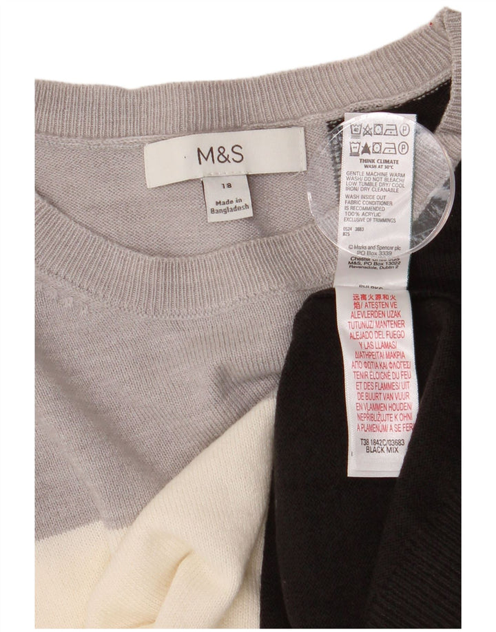 MARKS & SPENCER Dame Boat Neck Jumper Sweater UK 18 XL Flerfarvet