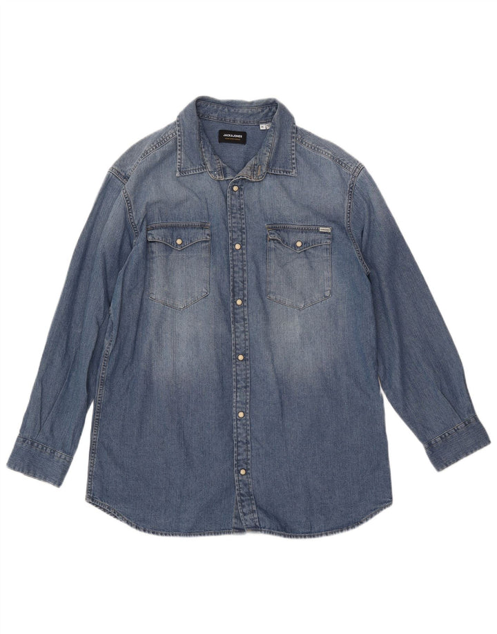 JACK & JONES Denimskjorte til mænd XL Blå Bomuld